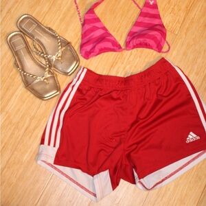 Red and White Adidas Shorts